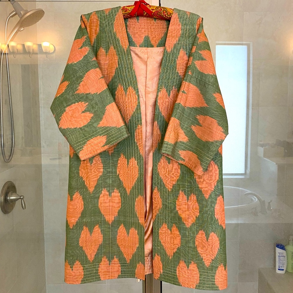 Uzbek Ikat kimono style coat
